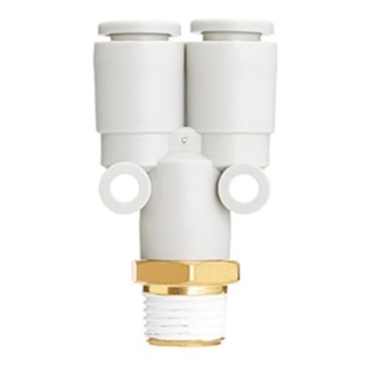 Picture of KQ2U Series Y Fitting, Push In 12 mm to Push In 12 mm, Threaded-to-Tube Connection Style, SMC, KQ2U12-03AS