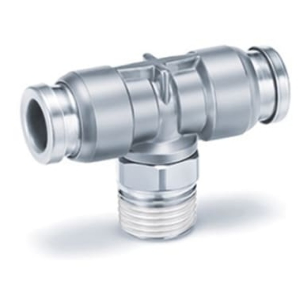 Picture of KQB2T Series Tee Threaded Adaptor, Push In 8 mm to Push In 8 mm, SMC, KQB2T08-G02