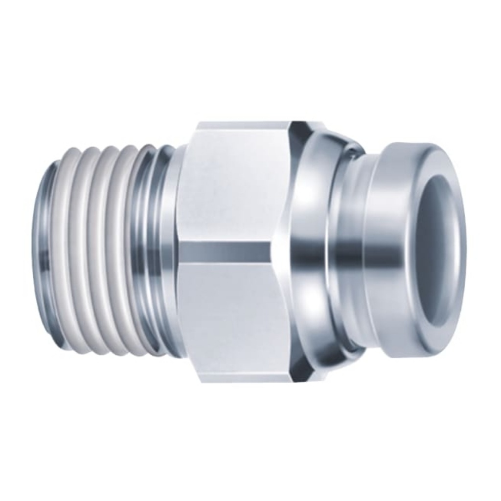 Picture of KQG2 Series Straight Threaded Adaptor, R 1/2 Male to Push In 12 mm, Threaded-to-Tube Connection Style, SMC, KQG2H12-04S