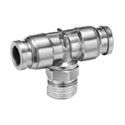 Picture of KQG2 Series Tee Threaded Adaptor, Push In 8 mm to Push In 8 mm, Threaded-to-Tube Connection Style, SMC, KQG2T08-02S