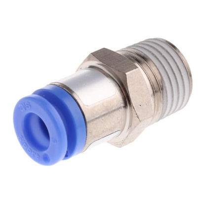 Picture of KQ2 Series Straight Threaded Adaptor, R 1/8 Male to Push In 8 mm, Threaded-to-Tube Connection Style, SMC, KQ2H08-01NS