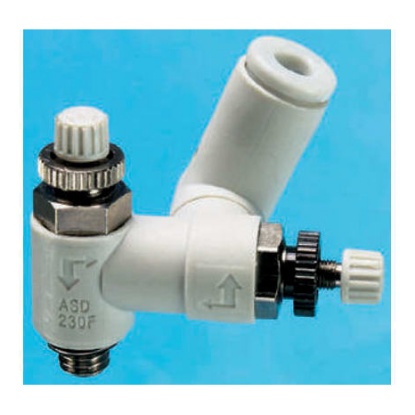 Picture of ASD Series Threaded Flow Regulator, M5 x 0.8 Male Inlet Port x M5 x 0.8 Male Outlet Port x 4mm Tube Outlet Port, SMC, ASD230F-M5-04