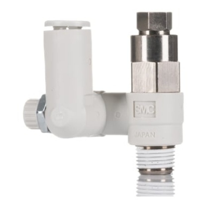 Picture of ASP Series Threaded Flow Regulator, R 1/8 Male Inlet Port x 6mm Tube Outlet Port, SMC, ASP330F-01-06S