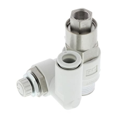 Picture of ASP Series Threaded Flow Regulator, R 3/8 Male Inlet Port x 8mm Tube Outlet Port, SMC, ASP530F-03-08S