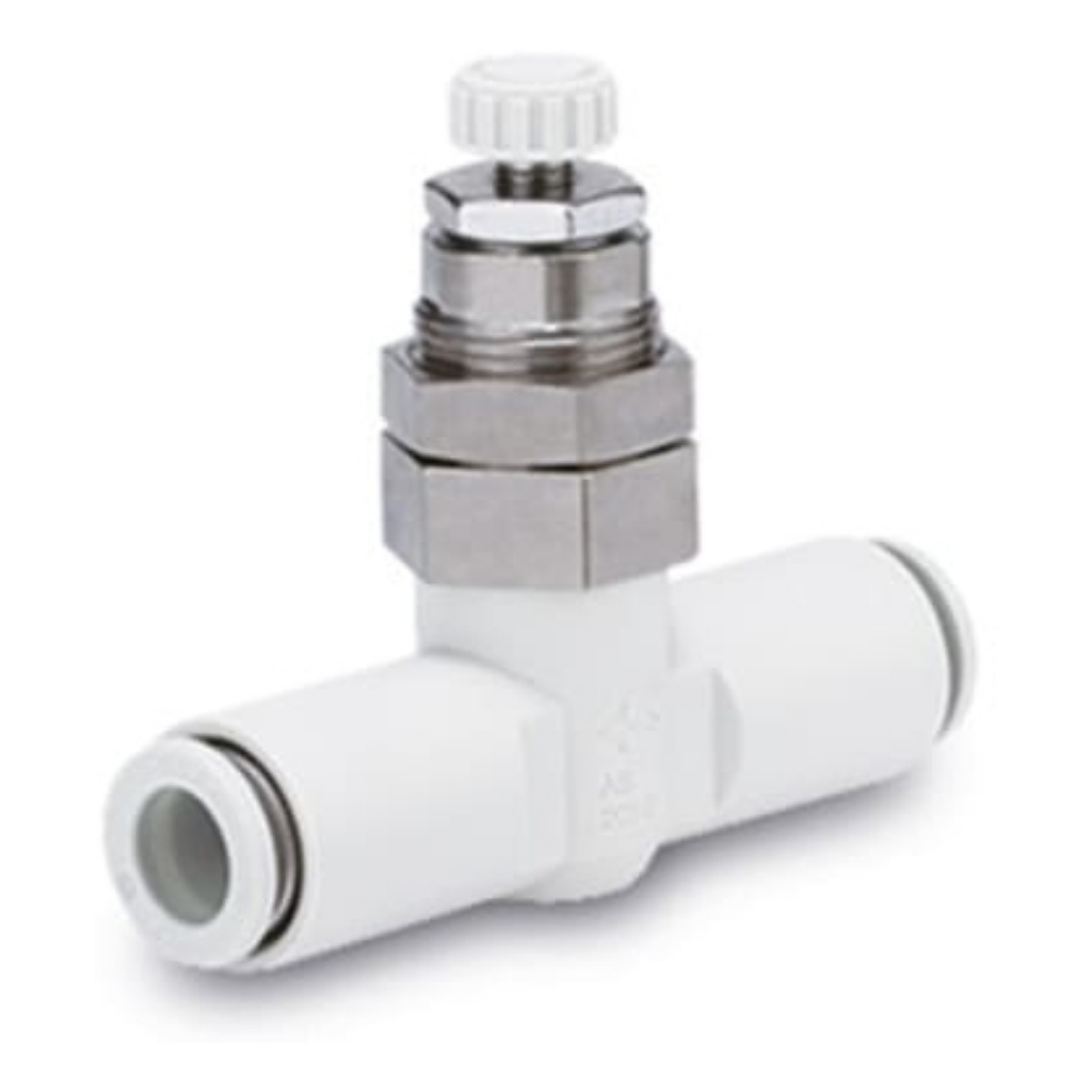 Picture of AS200 Series Threaded Speed Controller, 1/4 in Female Inlet Port x 8mm Tube Outlet Port, SMC, AS2051F-08-3