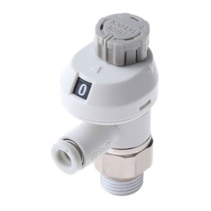 Picture of AS3201FS Series Threaded Speed Controller, R 3/8 Male Inlet Port x 8mm Tube Outlet Port, SMC, AS3201FS-03-08