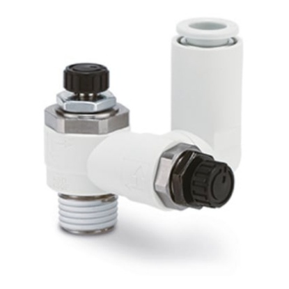 Picture of ASD-FM Series Threaded Flow Regulator, M5 Inlet Port, M5 x 0.8mm Tube Inlet Port x M5 x 0.8 Outlet Port x 6mm Tube, SMC, ASD230FM-M5-06