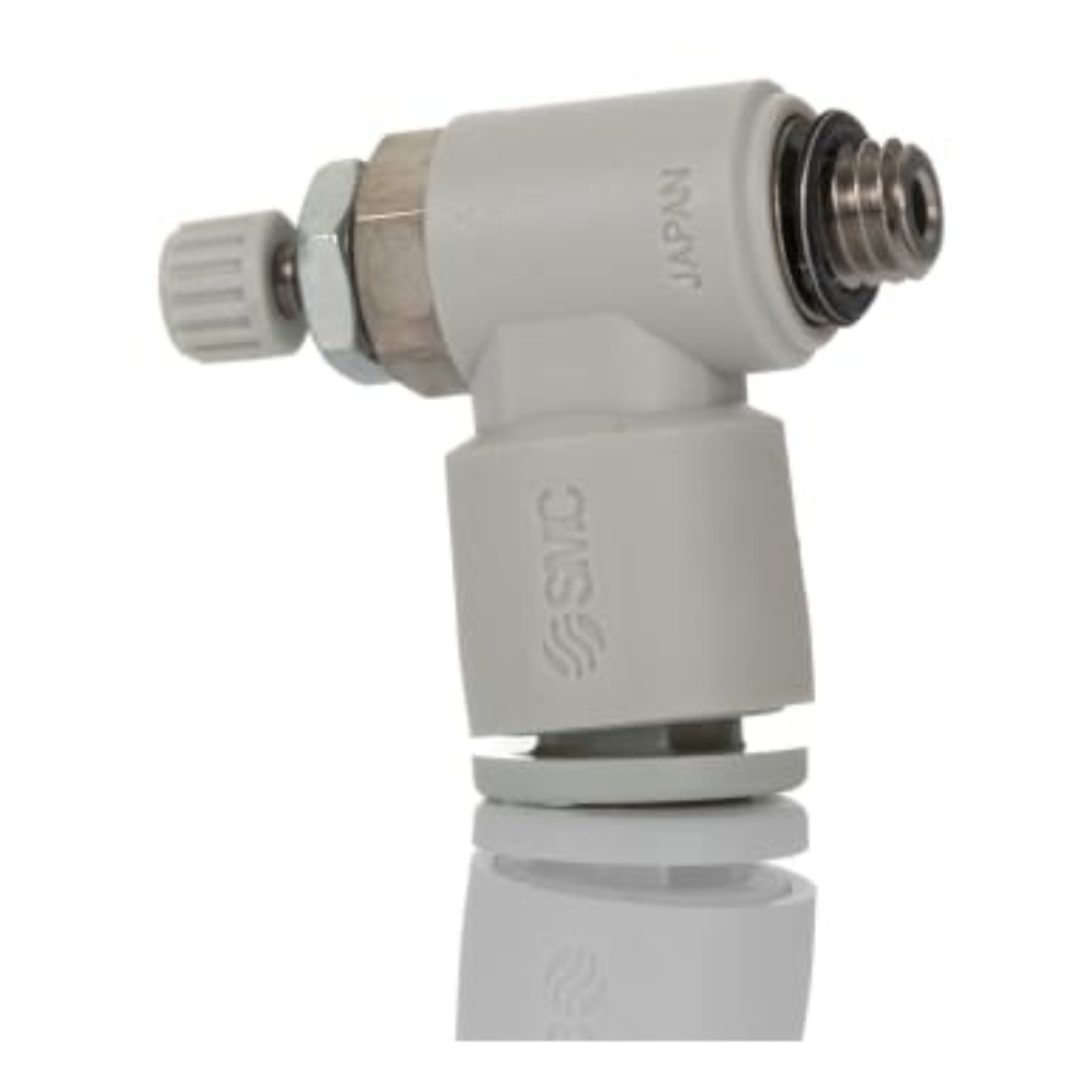 Picture of AS Series Threaded Flow Regulator, M5 x 0.8 Male Inlet Port x M5 x 0.8 Male Outlet Port x 6mm Tube Outlet Port, SMC, AS1201F-M5-06