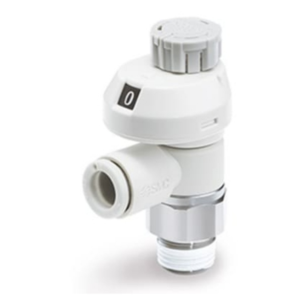 Picture of AS Series Threaded Speed Controller, G 1/8 Male Inlet Port x 6mm Tube Outlet Port, SMC, AS2201FS-G01-06