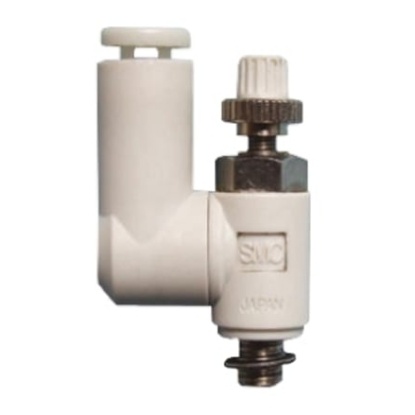 Picture of AS Series Threaded Speed Controller, M3 x 0.5 Male Inlet Port x M3 x 0.5 Male Outlet Port x 4mm Tube Outlet Port, SMC, AS1301F-M3-04
