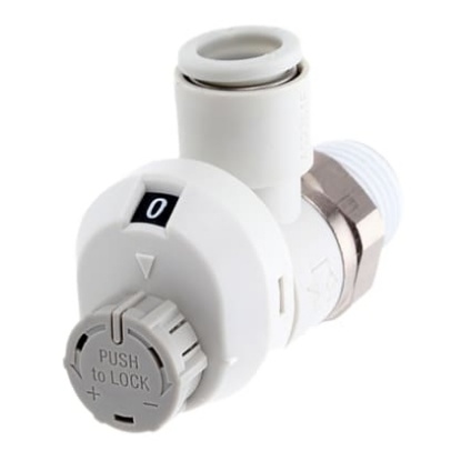 Picture of AS Series Threaded Speed Controller, R 1/4 Male Inlet Port x 8mm Tube Outlet Port, SMC, AS2201FS-02-08S