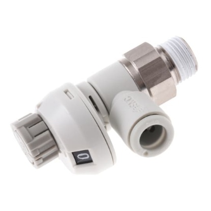 Picture of AS Series Threaded Speed Controller, R 1/8 Male Inlet Port x 6mm Tube Outlet Port, SMC, AS2201FS-01-06S