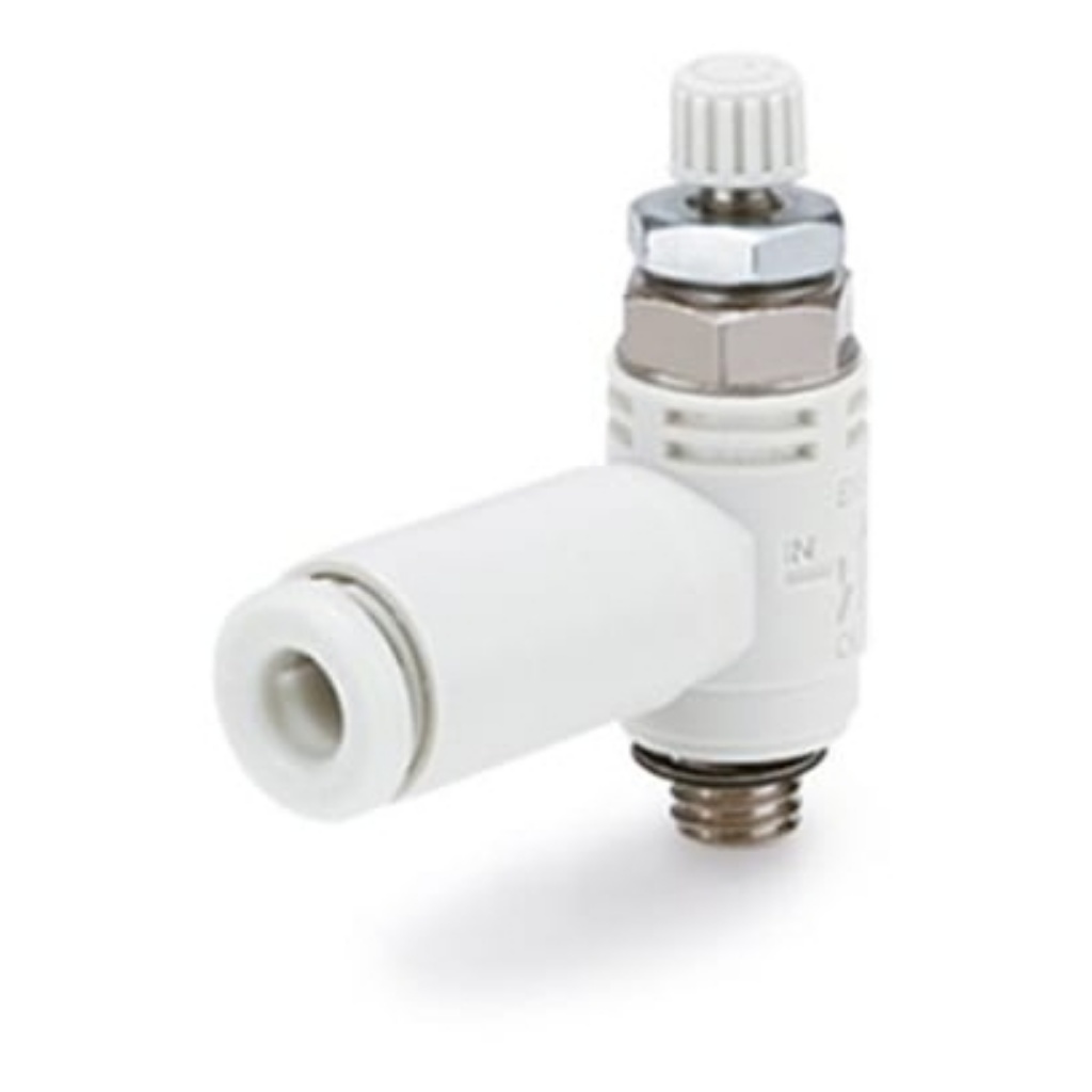 Picture of ASV310F Series Threaded Speed Exhaust Controller, R 1/8 Inlet Port x 6mm Tube Outlet Port, SMC, ASV310F-01-06S-J