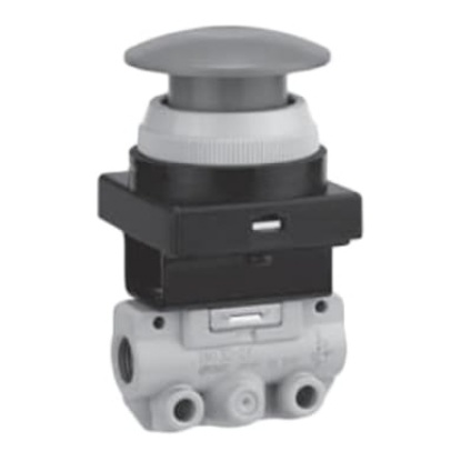 Picture of Push Button (Mushroom) Pneumatic Relay Pneumatic Manual Control Valve VM100 Series, R 1/8, 1/8, III B, SMC, VM130-01-30RA