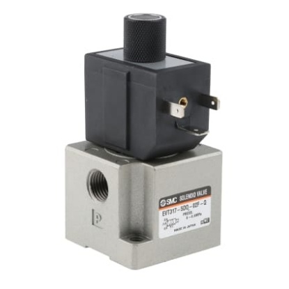 Picture of 3/2 Pneumatic Solenoid Valve - Spring/Solenoid G 1/4 VT317 Series 24V dc, SMC, EVT317-5DO-02F-Q