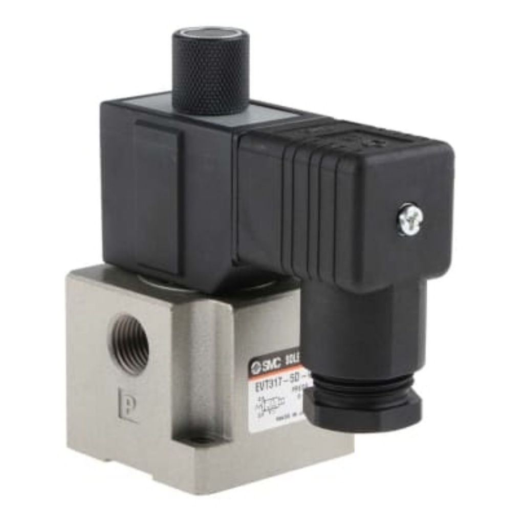 Picture of 3/2 Pneumatic Solenoid Valve - Spring/Solenoid G 1/4 VT317 Series 24V dc, SMC, EVT317-5D-02F-Q