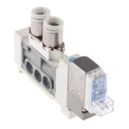 Picture of 5/2 Pneumatic Solenoid Valve - Solenoid/Pilot SY3000 Series 24V dc, SMC, SY3160-5LOU-C6-Q