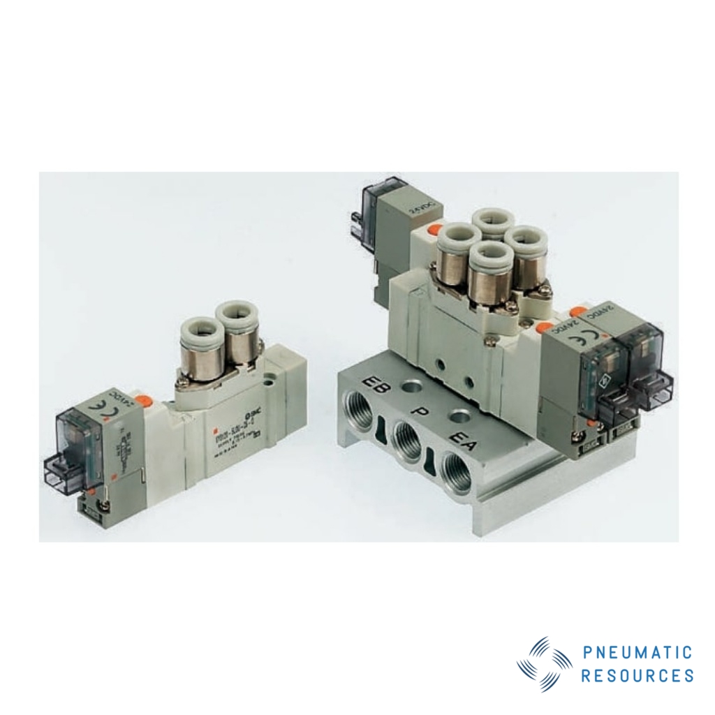 Picture of 5/3 Pneumatic Solenoid Valve - Pilot/Pilot SY3000 Series 24V dc, SMC, SY3320-5LOU-C6-Q