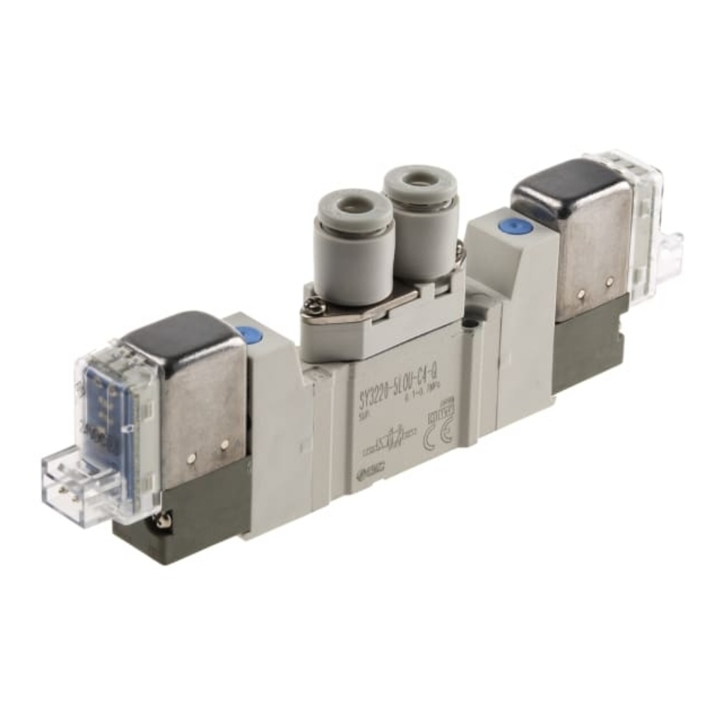 Picture of 5/2 Pneumatic Control Valve - Solenoid/Pilot SY3000 Series 24V dc, SMC, SY3220-5LOU-C4-Q