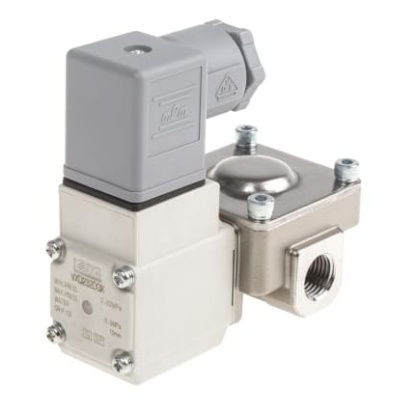 Picture of 2/2 Pneumatic Solenoid Valve - Solenoid/Pilot/Spring G 1/4 VXD Series 24V dc, SMC, VXD232DGK