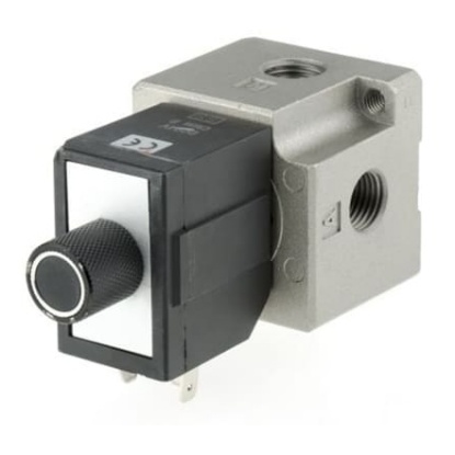 Picture of 3/2 Pneumatic Solenoid/Pilot-Operated Control Valve - Spring/Solenoid G 1/4 VT317 Series 12V dc, SMC, EVT317-6DO-02F-Q