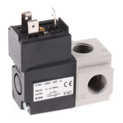 Picture of 3/2 Pneumatic Solenoid Valve - Solenoid/Solenoid G 1/4 VT307 Series 220V ac, SMC, VT307-4DO1-02F-Q