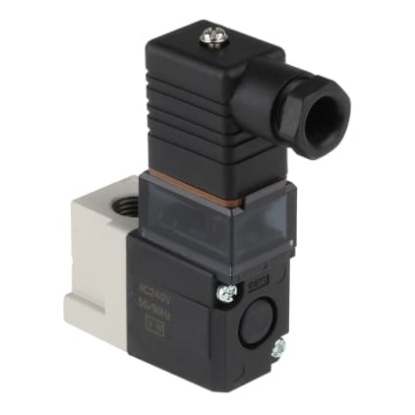Picture of 3/2 Pneumatic Solenoid Valve - Solenoid/Solenoid G 1/4 VT307 Series 240V ac, SMC, VT307-7DZ1-02F-Q