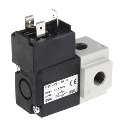 Picture of 3/2 Pneumatic Solenoid Valve - Solenoid/Solenoid G 1/8 VT307 Series 12V dc, SMC, VT307-6DO1-01F-Q
