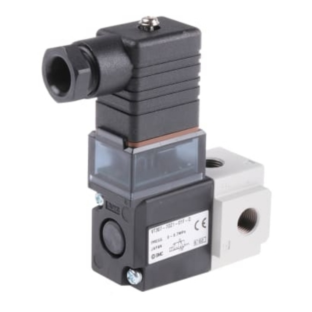 Picture of 3/2 Pneumatic Solenoid Valve - Solenoid/Solenoid G 1/8 VT307 Series 240V ac, SMC, VT307-7DZ1-01F-Q