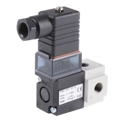 Picture of 3/2 Pneumatic Solenoid Valve - Solenoid/Solenoid G 1/8 VT307 Series 240V ac, SMC, VT307-7DZ1-01F-Q