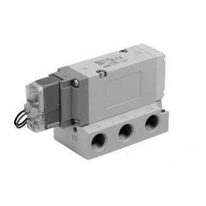 Picture of 3-position closed center Pneumatic Solenoid Valve - Solenoid G 3/8 VF Series 24V dc, SMC, VF5320-5YOD1-03F