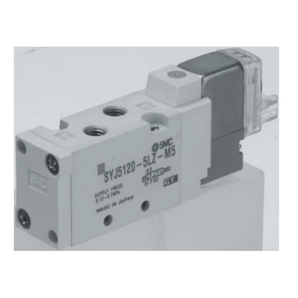 Picture of 5/2 Pneumatic Solenoid Valve - Pilot/Pilot Metric M5 SYJ5000 Series 115V ac, SMC, SYJ5120-3DZ-M5-Q