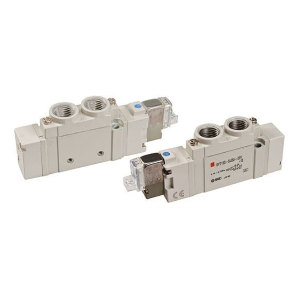 Picture of 5/2 Pneumatic Solenoid Valve - Solenoid/Pilot G 1/4 SY7000 Series 24V dc, SMC, SY7220-5LOU-02F-Q