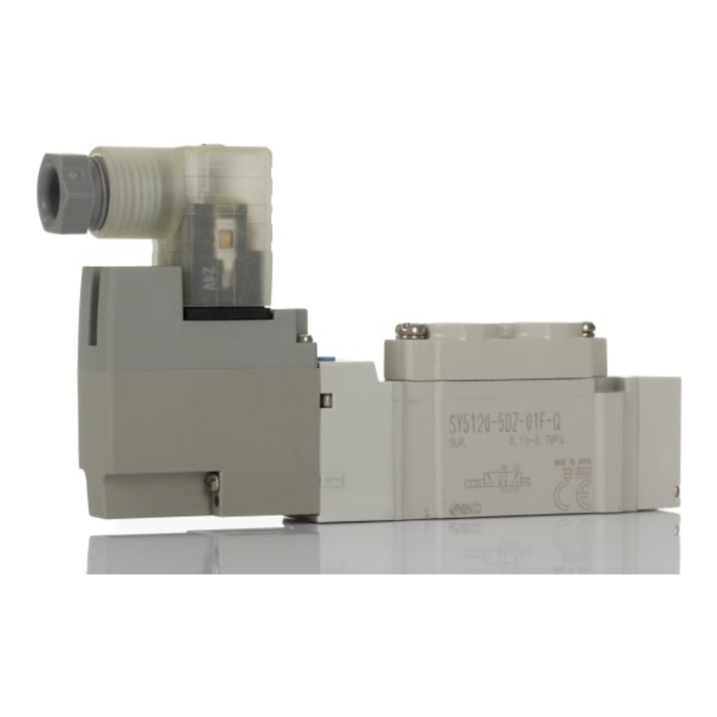 Picture of 5/2 Pneumatic Solenoid Valve - Solenoid/Pilot G 1/8 SY5000 Series 24V dc, SMC, SY5120-5DZ-01F-Q