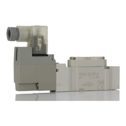 Picture of 5/2 Pneumatic Solenoid Valve - Solenoid/Pilot G 1/8 SY5000 Series 24V dc, SMC, SY5120-5DZ-01F-Q