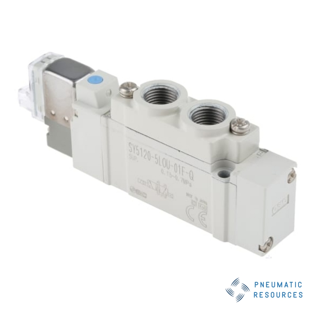 Picture of 5/2 Pneumatic Solenoid Valve - Solenoid/Pilot G 1/8 SY5000 Series 24V dc, SMC, SY5120-5LOU-01F-Q