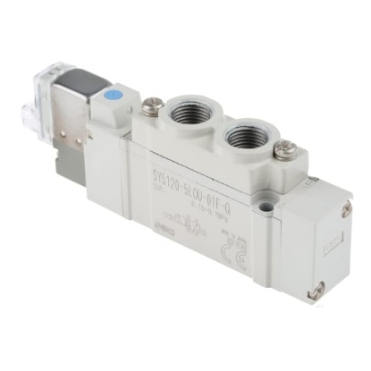 Picture of 5/2 Pneumatic Solenoid Valve - Solenoid/Pilot G 1/8 SY5000 Series 24V dc, SMC, SY5120-5LOU-01F-Q