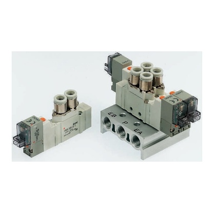 Picture of 5/2 Pneumatic Solenoid Valve - Solenoid/Pilot G 1/8 SY5000 Series 24V dc, SMC, SY5220-5LOU-01F-Q
