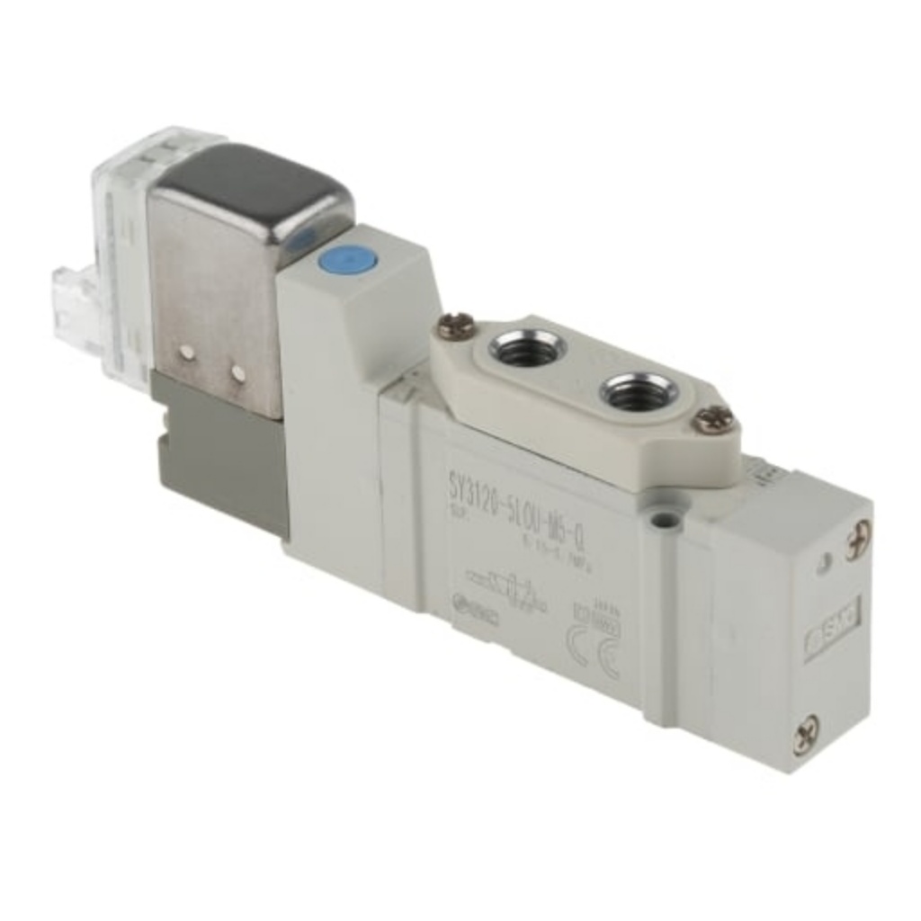 Picture of 5/2 Pneumatic Solenoid Valve - Solenoid/Pilot Metric M5 SY3000 Series 24V dc, SMC, SY3120-5LOU-M5-Q