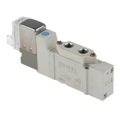 Picture of 5/2 Pneumatic Solenoid Valve - Solenoid/Pilot Metric M5 SY3000 Series 24V dc, SMC, SY3120-5LOU-M5-Q