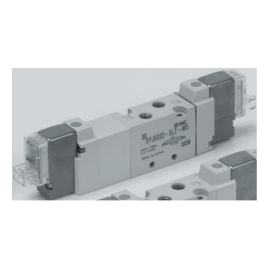 Picture of 5/2 Pneumatic Solenoid Valve - Solenoid/Pilot Metric M5 SYJ5000 Series 24V dc, SMC, SYJ5220-5LOU-M5-Q