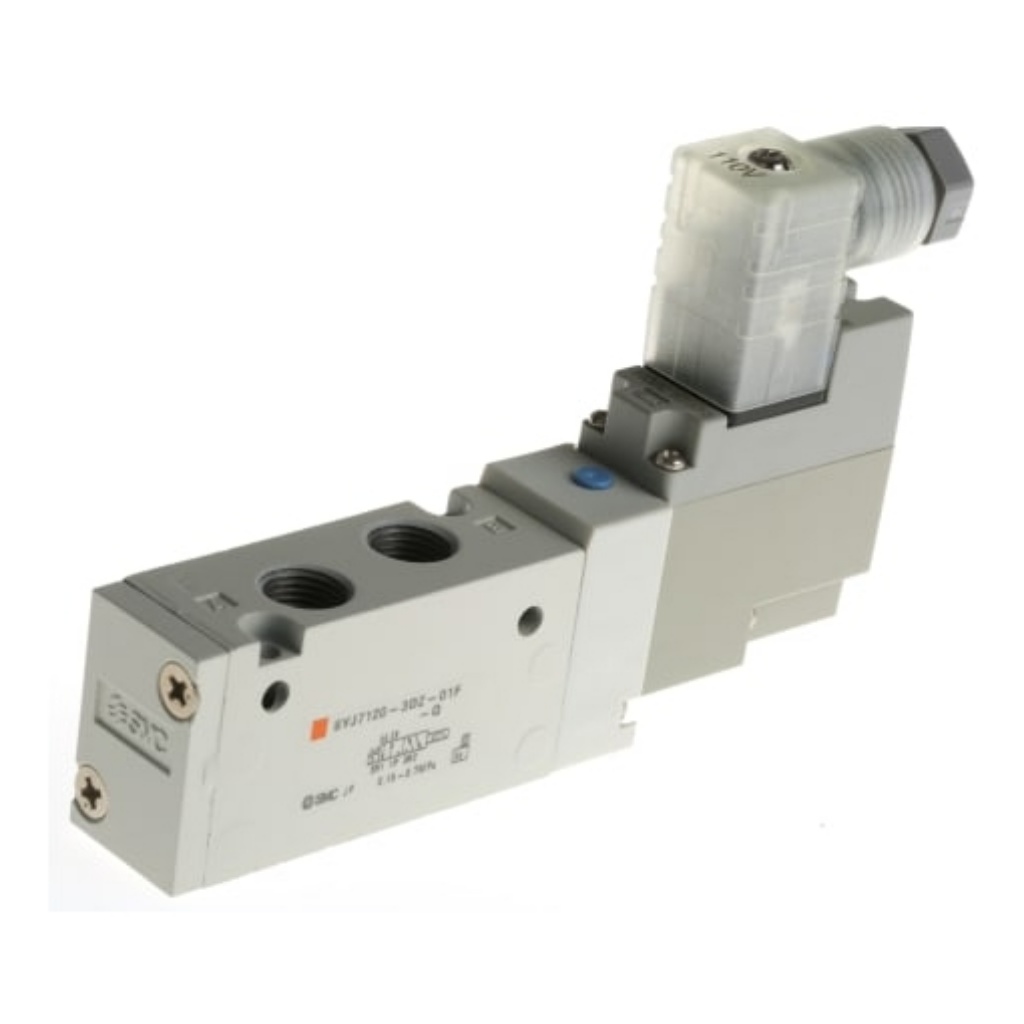 Picture of 5/2 Pneumatic Solenoid Valve - Solenoid/Spring G 1/8 SYJ7000 Series 115V ac, SMC, SYJ7120-3DZ-01F-Q