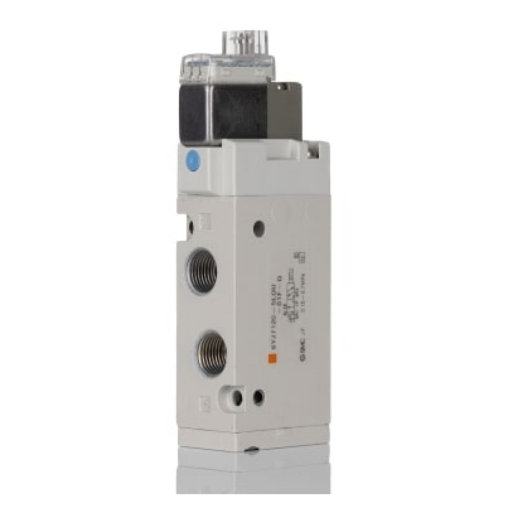 Picture of 5/2 Pneumatic Solenoid Valve - Solenoid/Spring G 1/8 SYJ7000 Series 24V dc, SMC, SYJ7120-5LOU-01F-Q