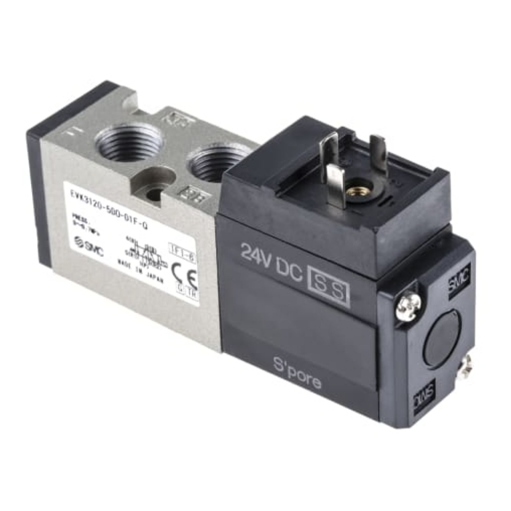 Picture of 5/2 Pneumatic Solenoid Valve - Spring/Solenoid G 1/8 VK3000 Series 24V dc, SMC, EVK3120-5DO-01F-Q