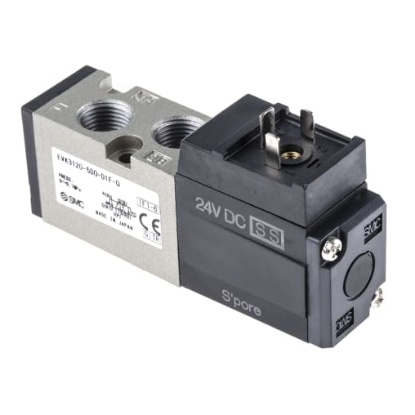 Picture of 5/2 Pneumatic Solenoid Valve - Spring/Solenoid G 1/8 VK3000 Series 24V dc, SMC, EVK3120-5DO-01F-Q