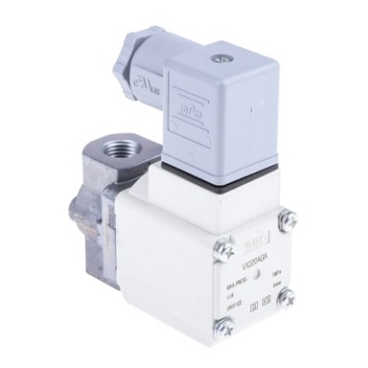 Picture of Solenoid Valve , 2 port(s) , NC, 24 V dc, 1/4in, SMC, VX220AGA